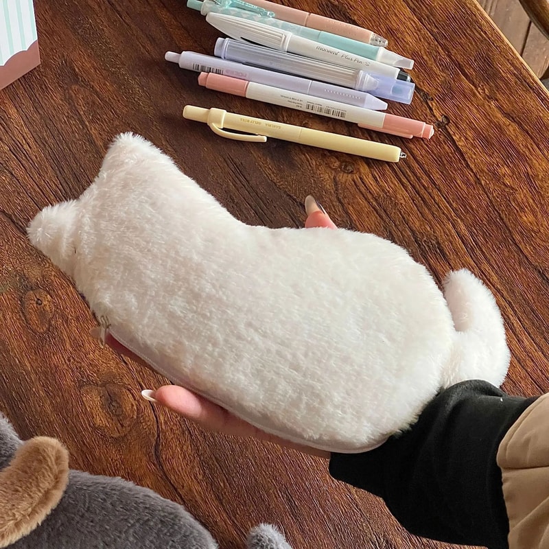 Plush Cat Pencil Case Storage Bag 6