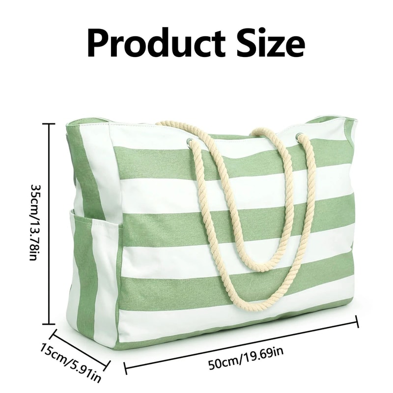 Striped Waterproof Foldable Beach Bag 1