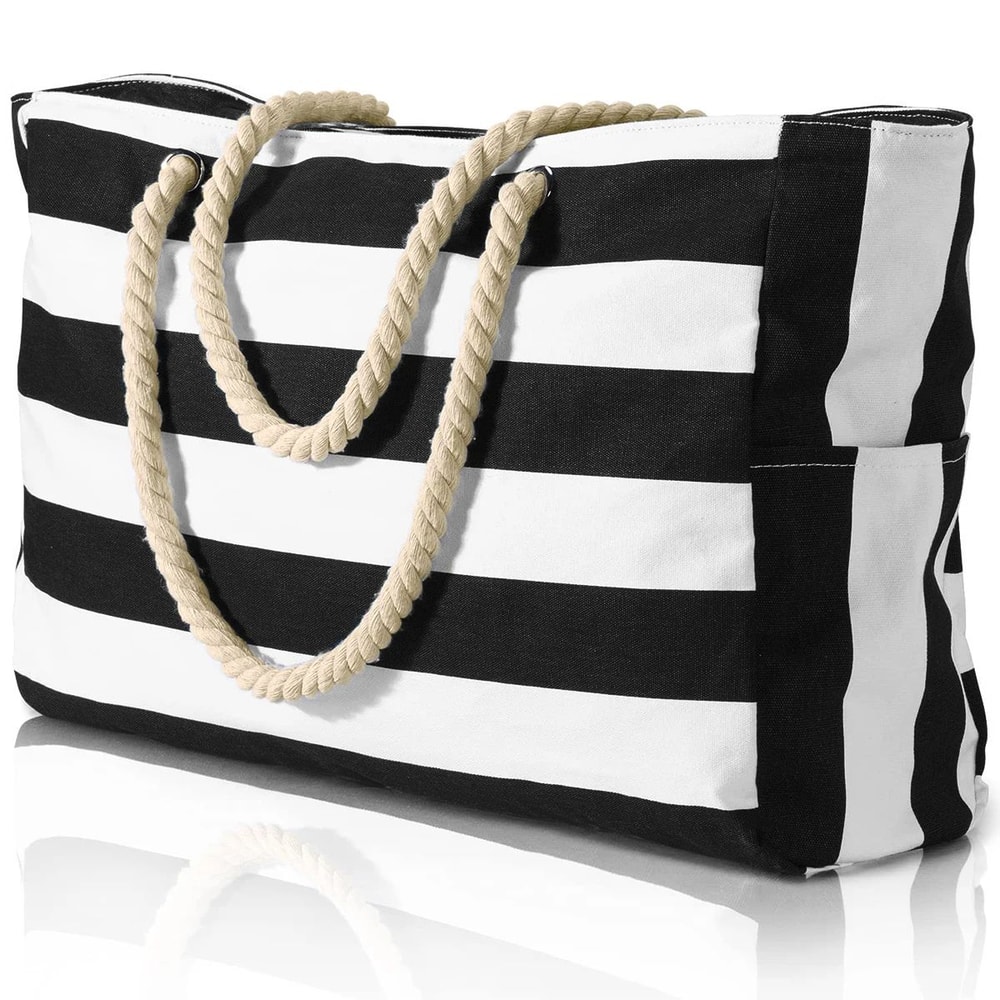 Striped Waterproof Foldable Beach Bag 9