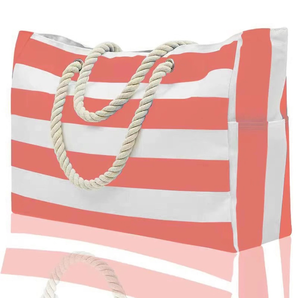 Striped Waterproof Foldable Beach Bag 7