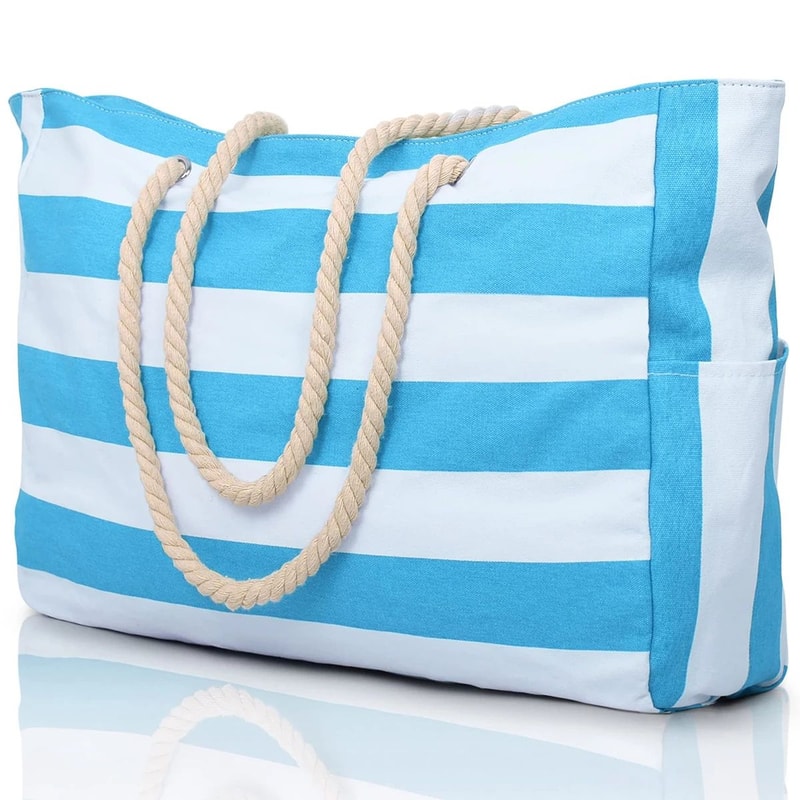 Striped Waterproof Foldable Beach Bag 14