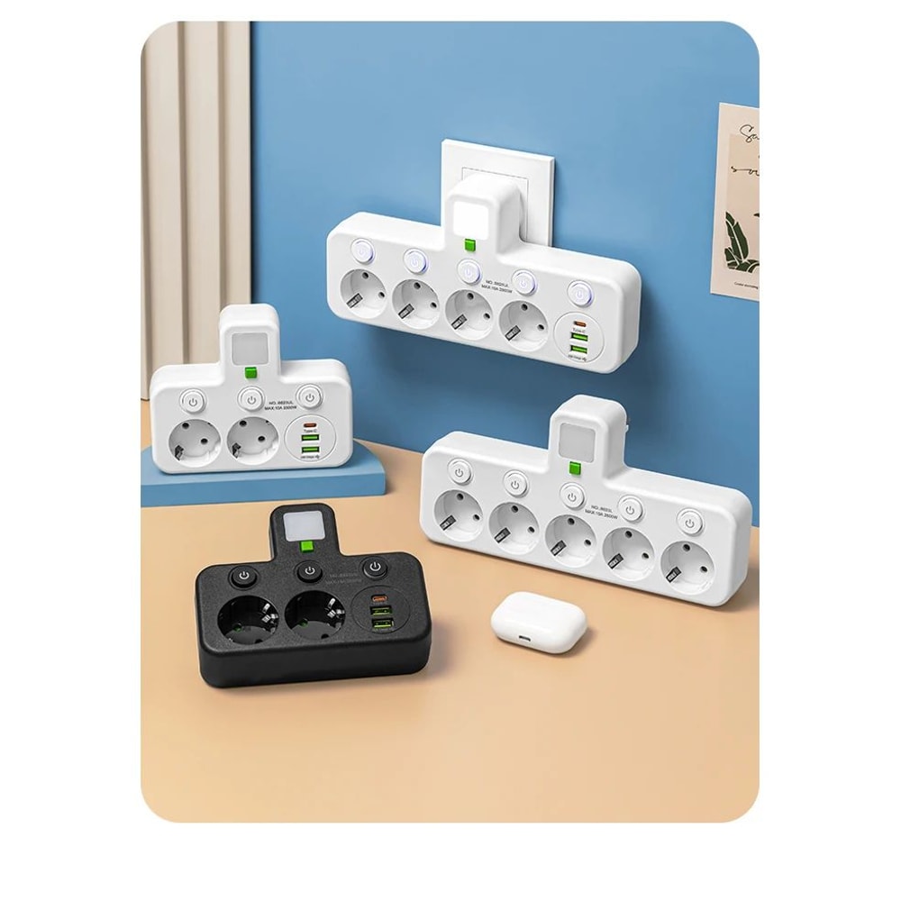 Multi Socket Wall Outlet With USB Ports 3