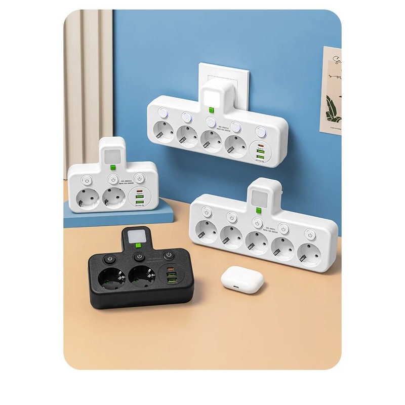 Multi Socket Wall Outlet With USB Ports 3