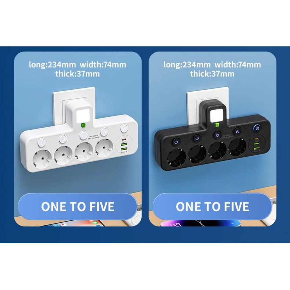 Multi Socket Wall Outlet With USB Ports 7