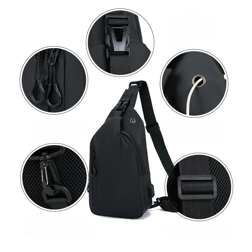 Men Nylon Crossbody Chest Bag 7