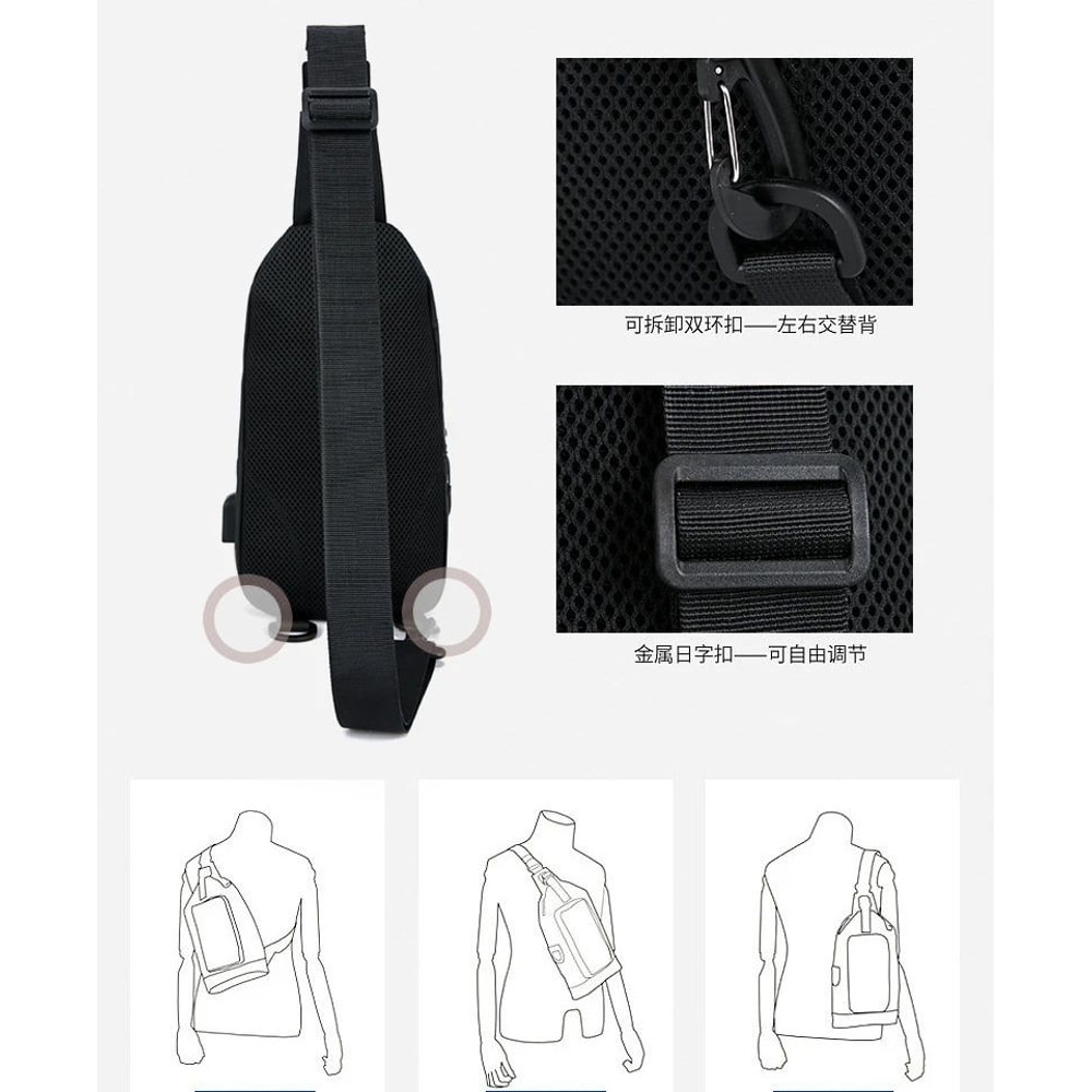 Men Nylon Crossbody Chest Bag 10