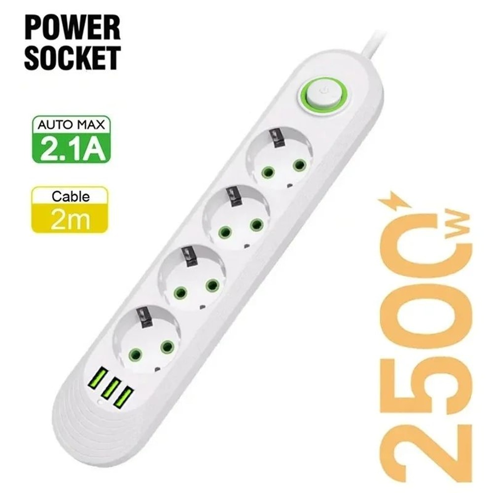 EU Power Strip With USB Charging Ports 8