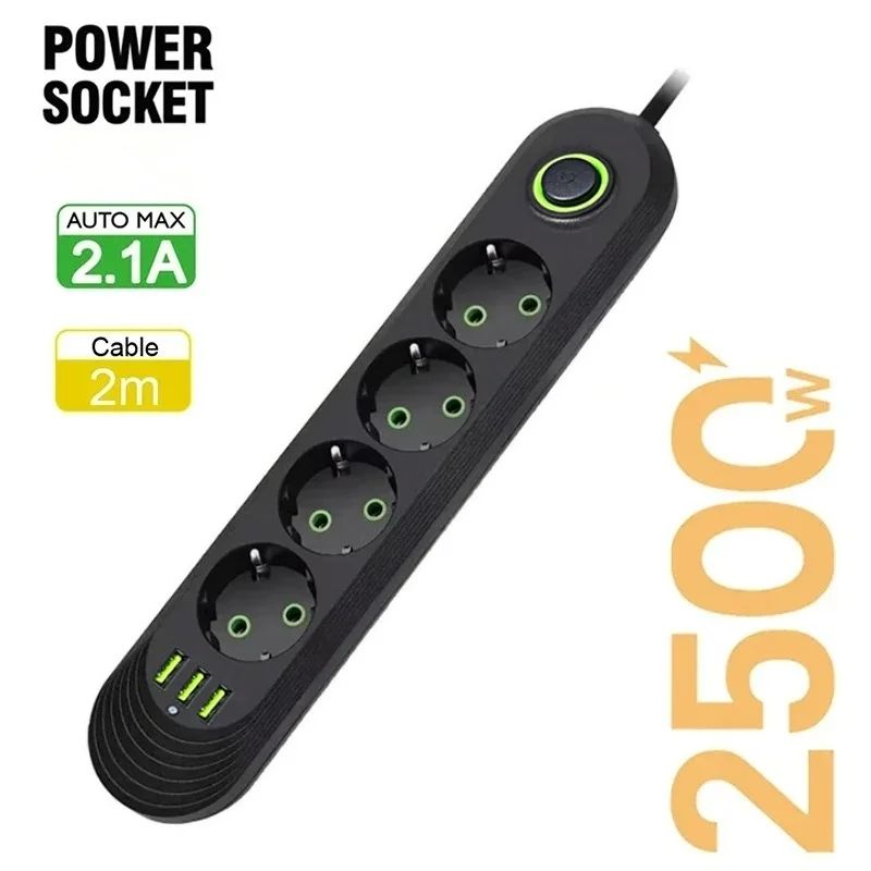 EU Power Strip With USB Charging Ports 9