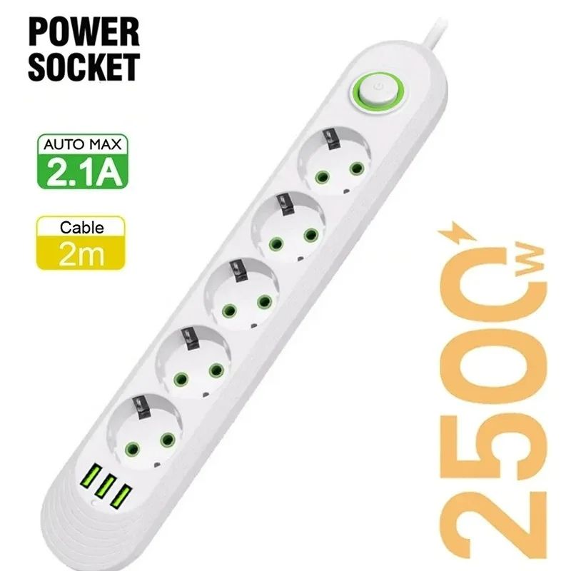 EU Power Strip With USB Charging Ports 10