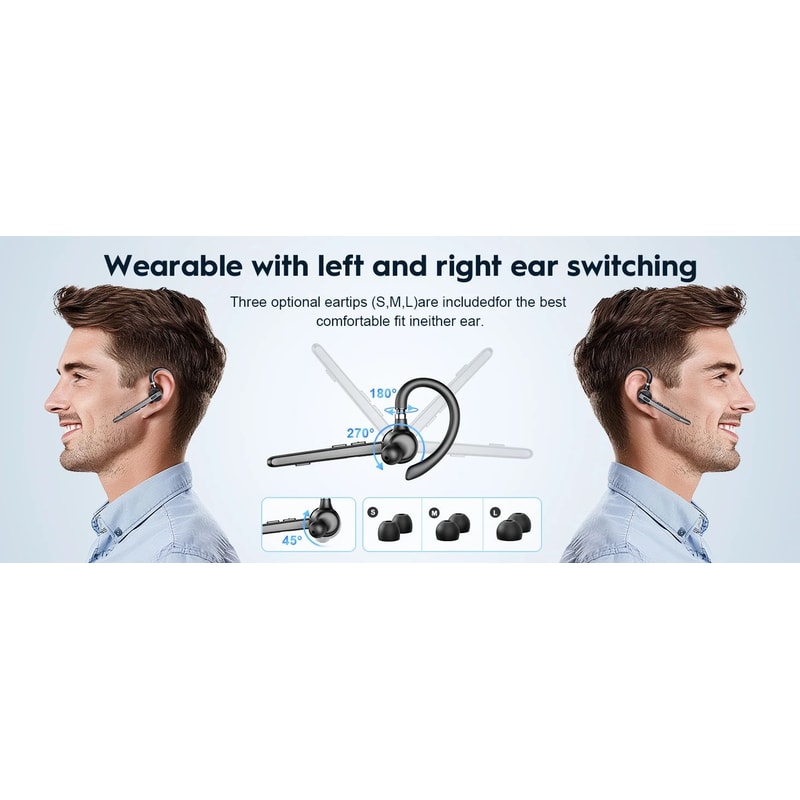 Bluetooth Wireless Headset DualMic Noise Cancelling 6