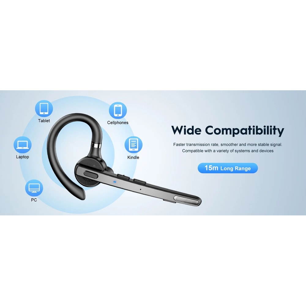 Bluetooth Wireless Headset DualMic Noise Cancelling 7