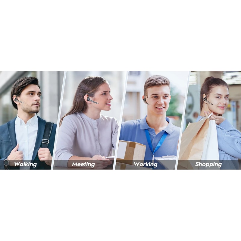 Bluetooth Wireless Headset DualMic Noise Cancelling 9