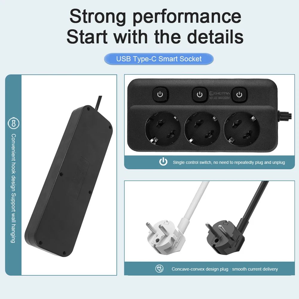EU Power Strip With Individual Switches 4