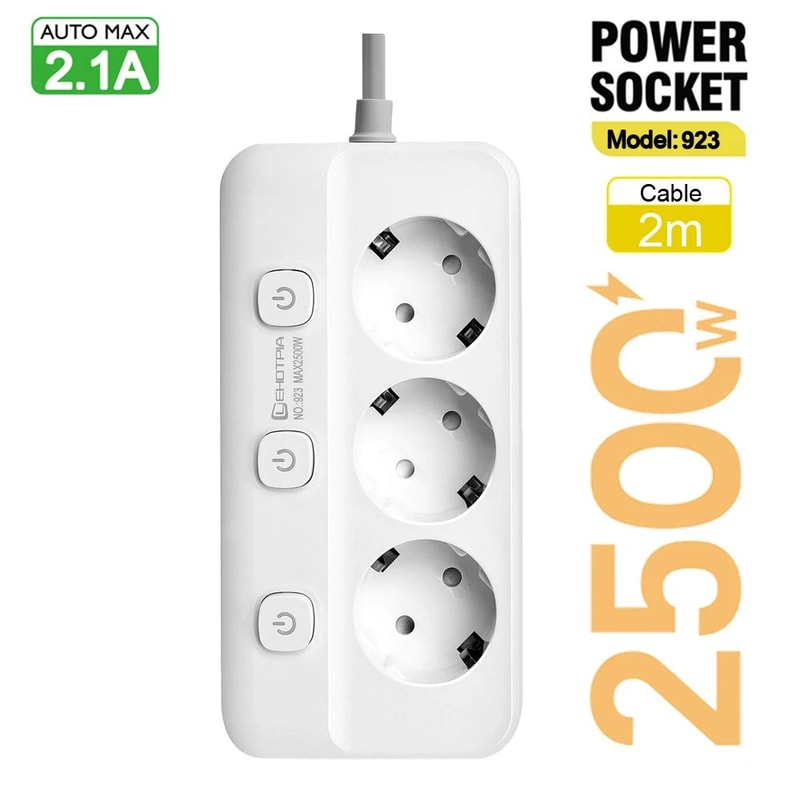 EU Power Strip With Individual Switches 7