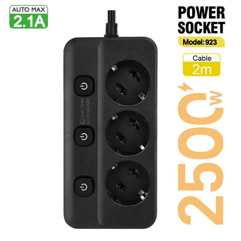 EU Power Strip With Individual Switches 8