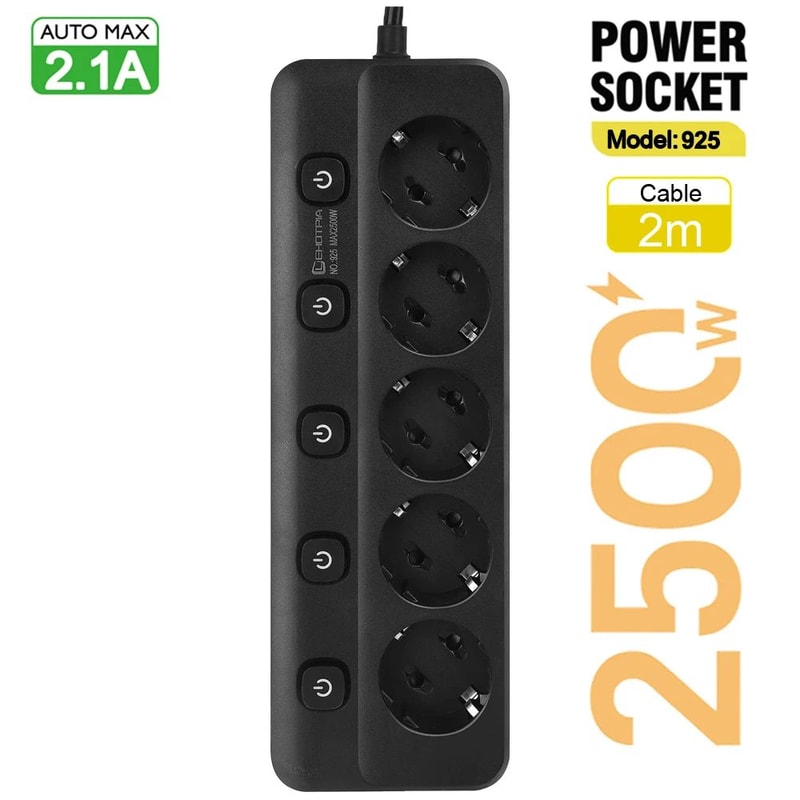 EU Power Strip With Individual Switches 6