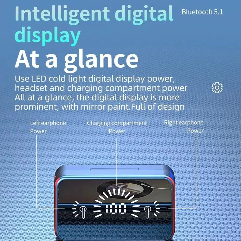 S20 Mirror Display Wireless Earbuds Black 4