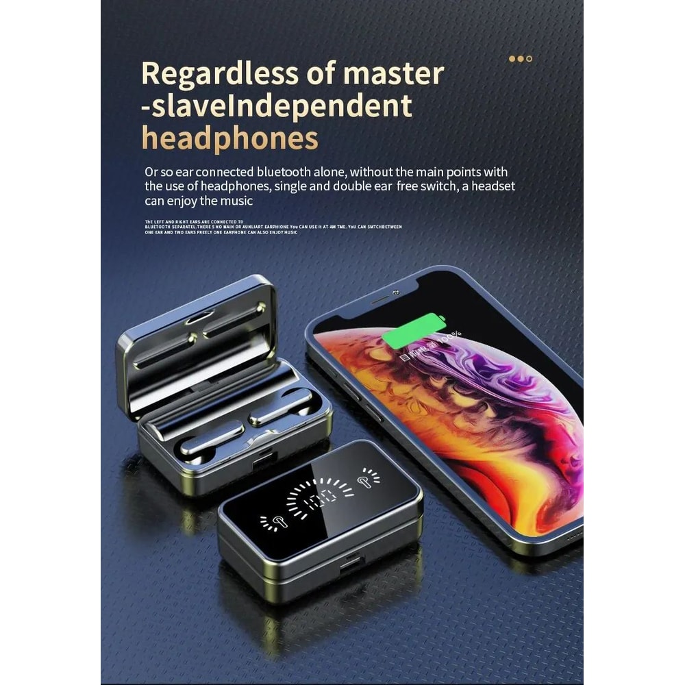 S20 Mirror Display Wireless Earbuds Black 15