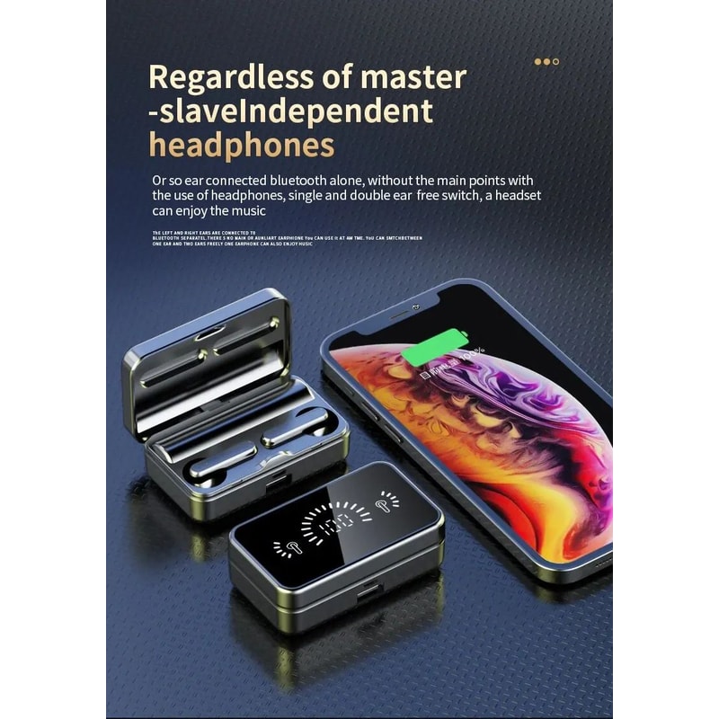 S20 Mirror Display Wireless Earbuds Black 15