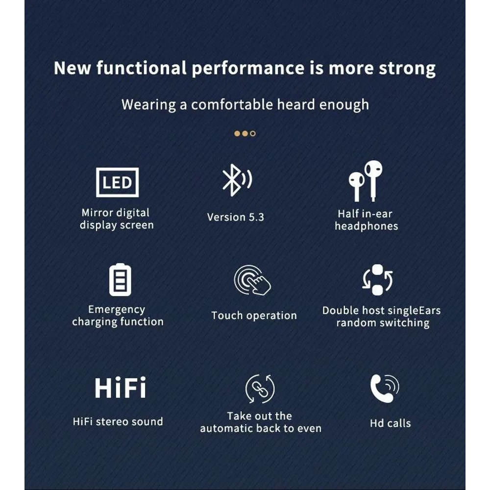 S20 Mirror Display Wireless Earbuds Black 7