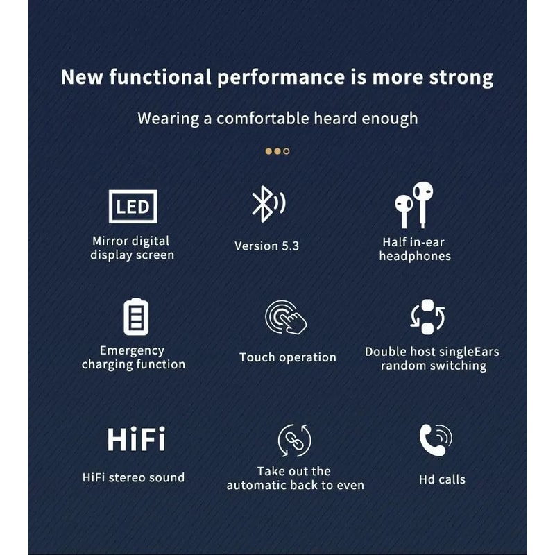 S20 Mirror Display Wireless Earbuds Black 7