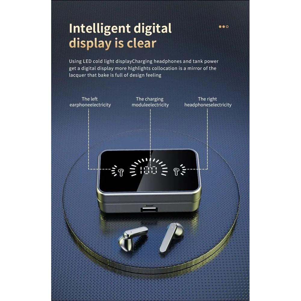 S20 Mirror Display Wireless Earbuds Black 11