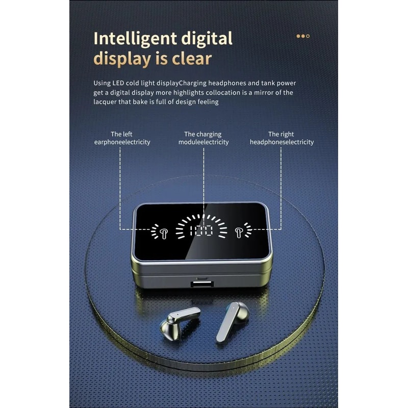 S20 Mirror Display Wireless Earbuds Black 11