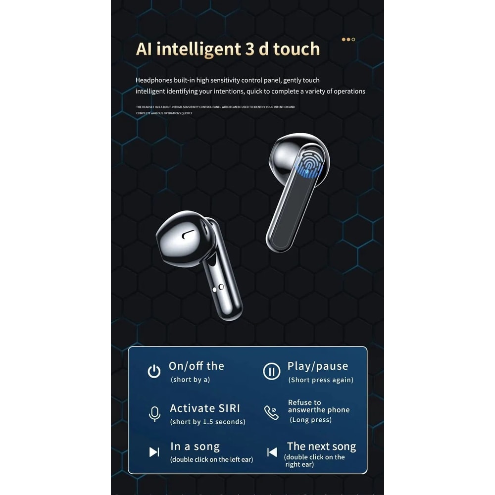 S20 Mirror Display Wireless Earbuds Black 12