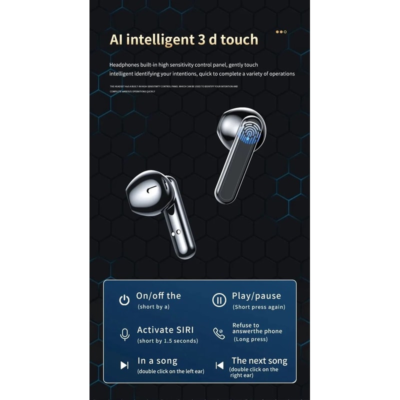 S20 Mirror Display Wireless Earbuds Black 12