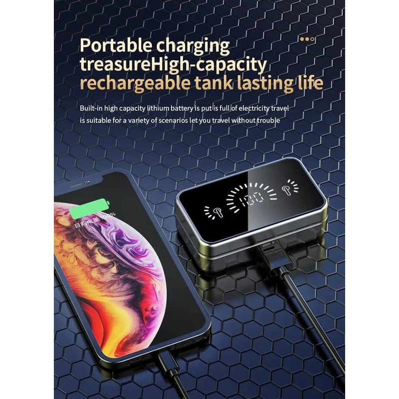 S20 Mirror Display Wireless Earbuds Black 13