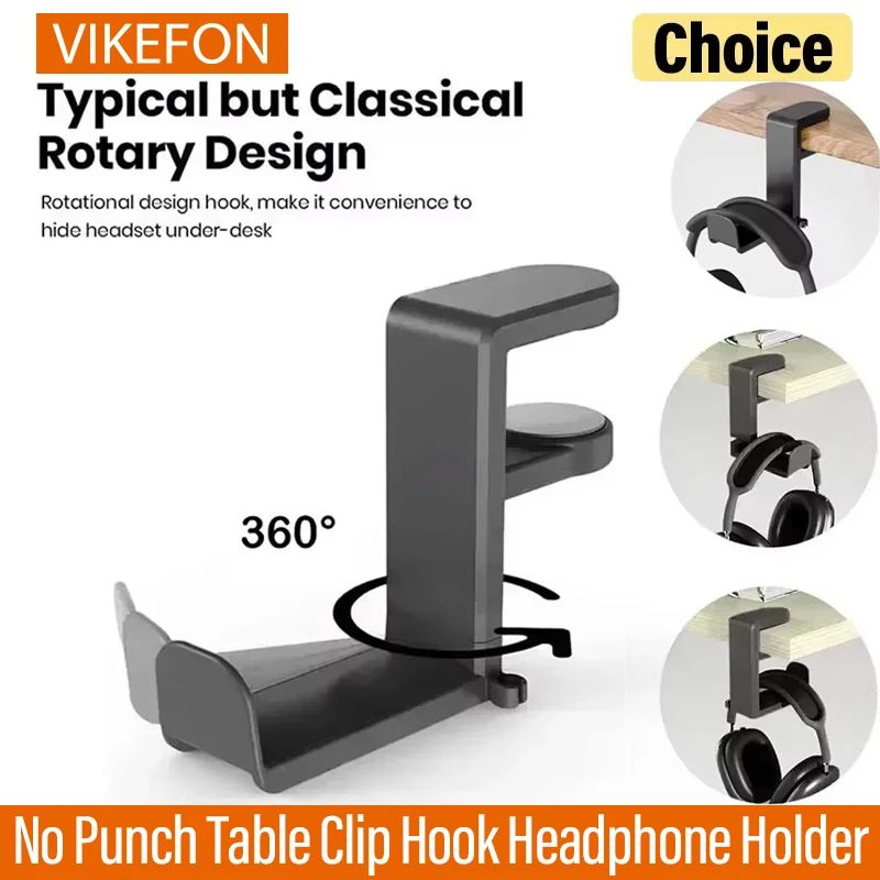 Rotating Desk Clip Headphone Holder 0