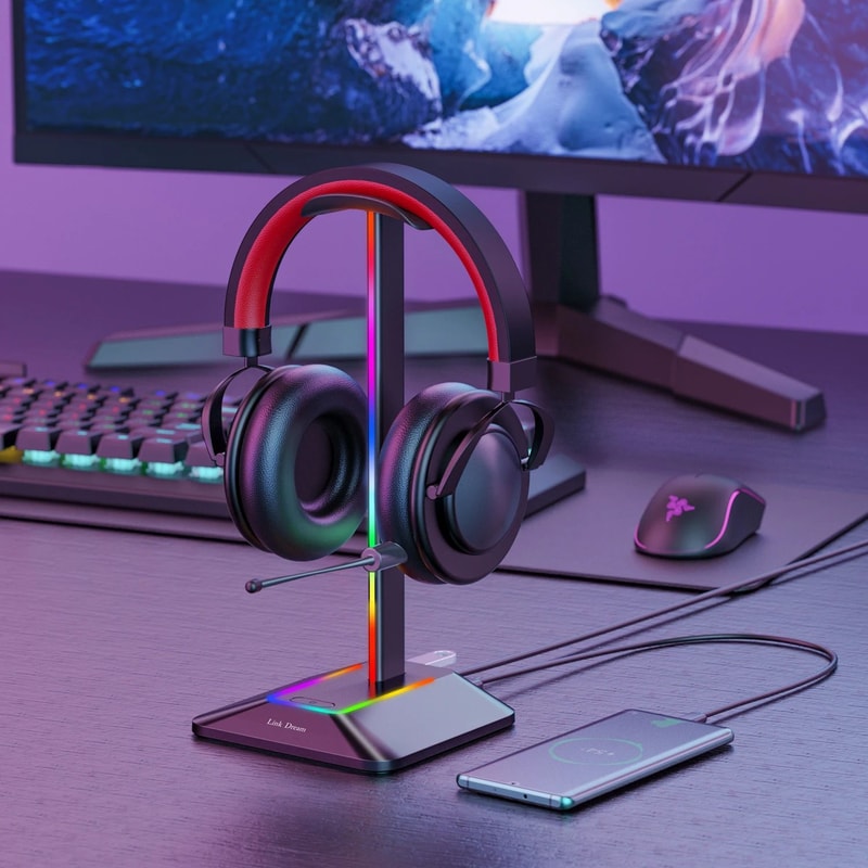 RGB Gaming Headphone Stand With USB 1