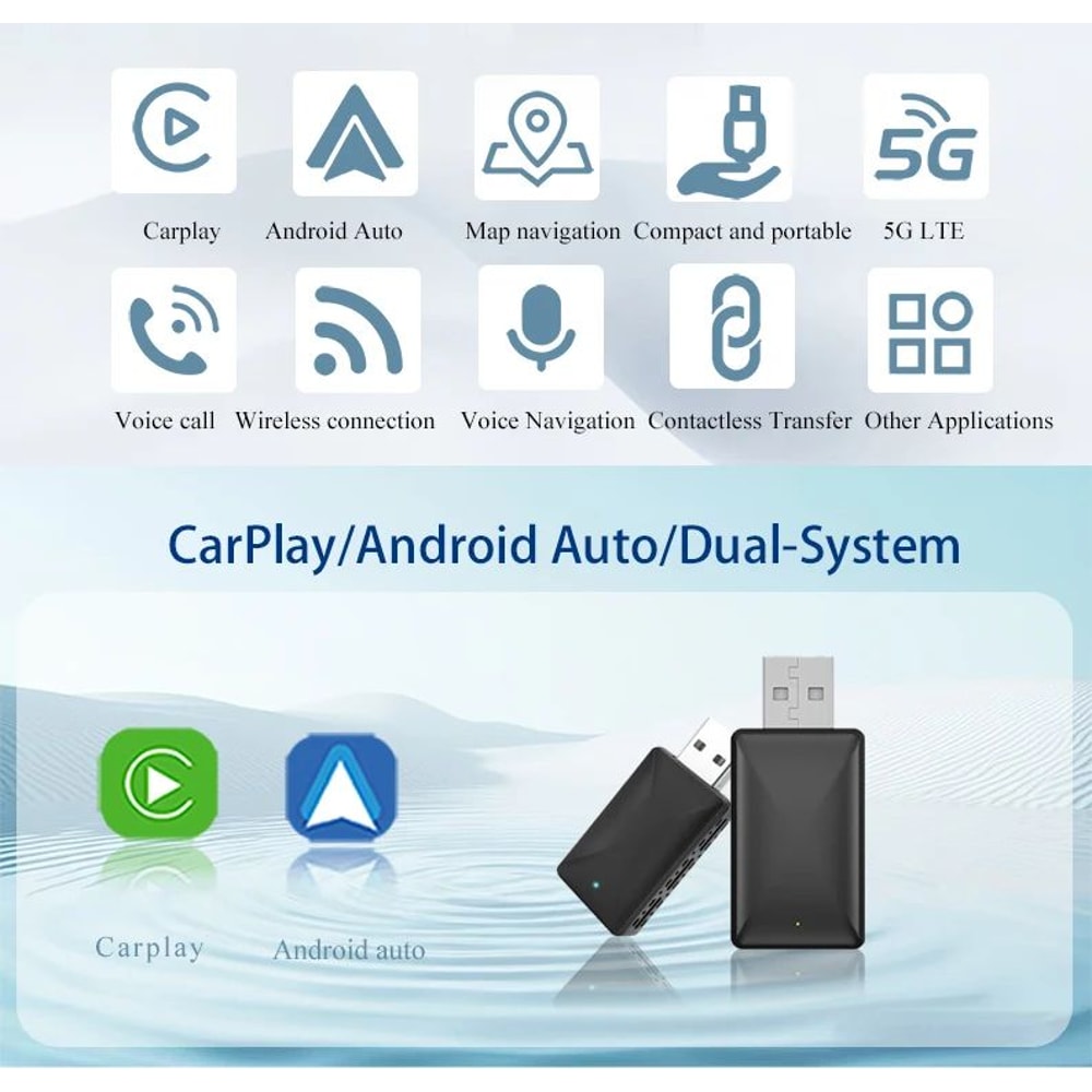 2 In 1 Wireless CarPlay Android Auto Adapter 6