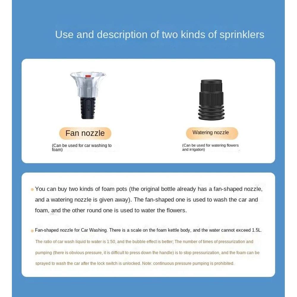 2L Hand Pump Foam Sprayer With Nozzles 6