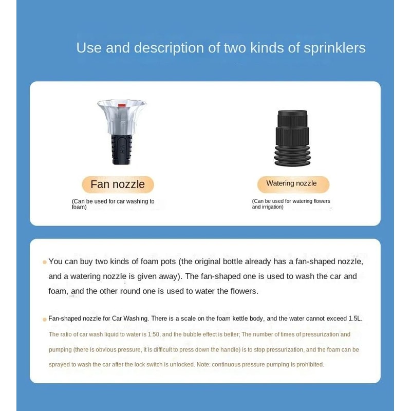 2L Hand Pump Foam Sprayer With Nozzles 6