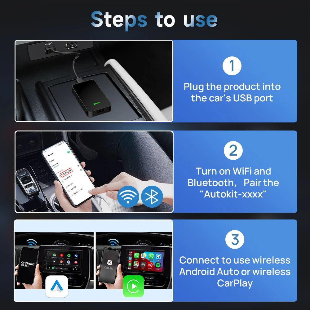 CarlinKit 50 Wireless CarPlay Android Auto Adapter 4