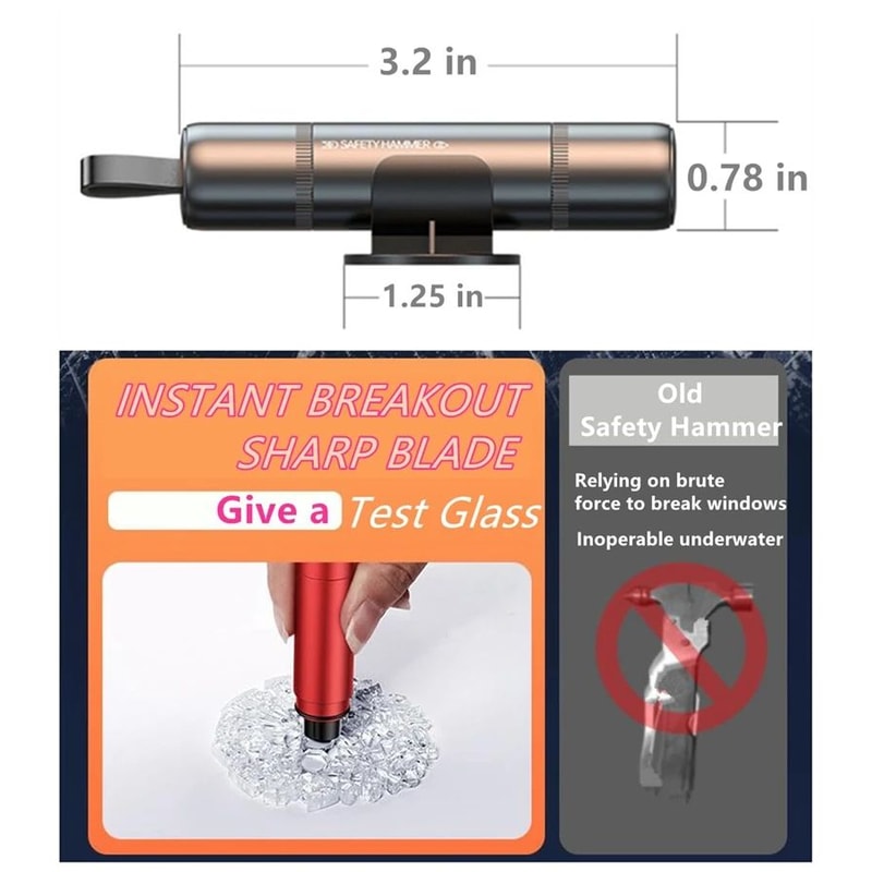 2 In 1 Car Safety Hammer Rescue Tool 4