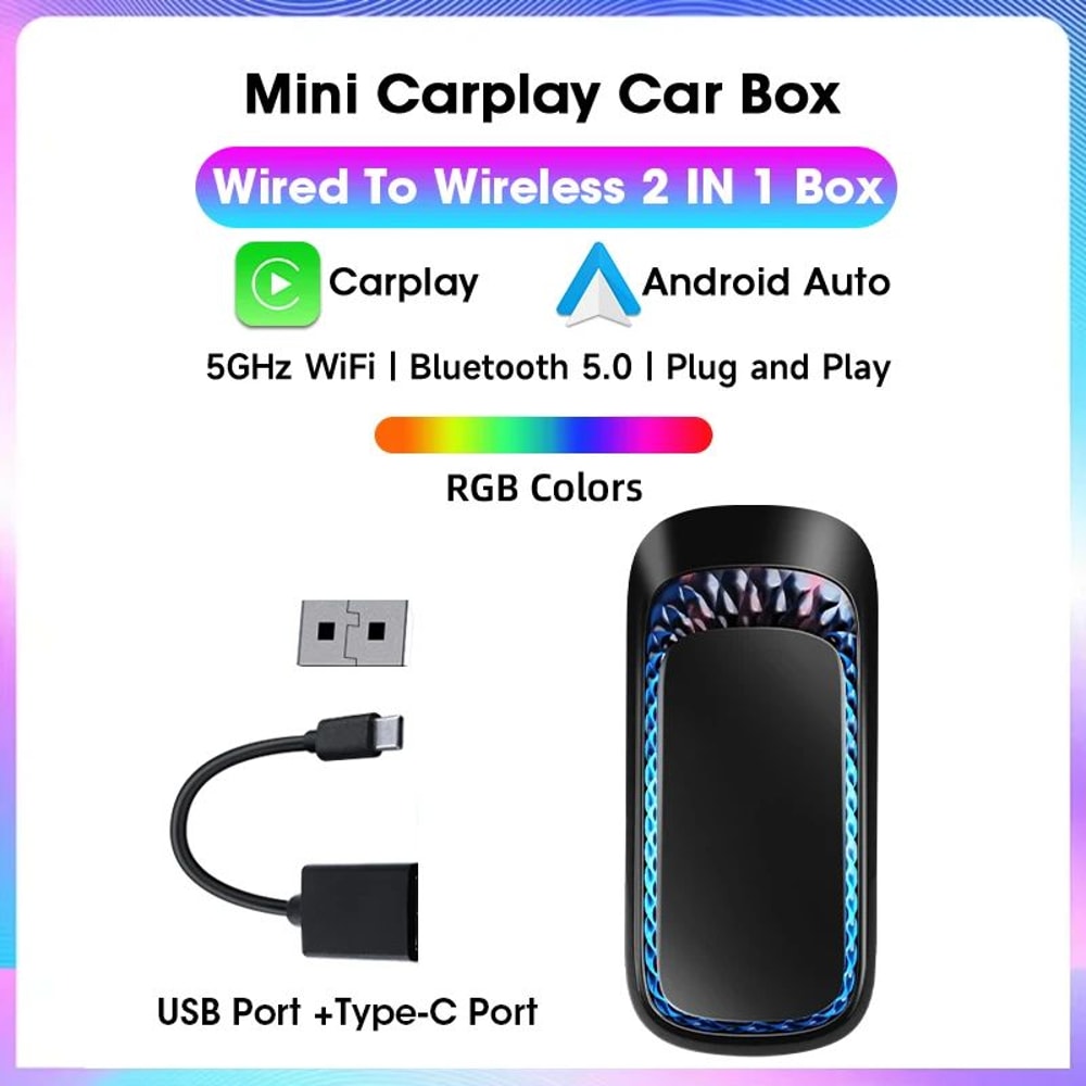 RGB Wireless CarPlay Android Auto Smart Box 12