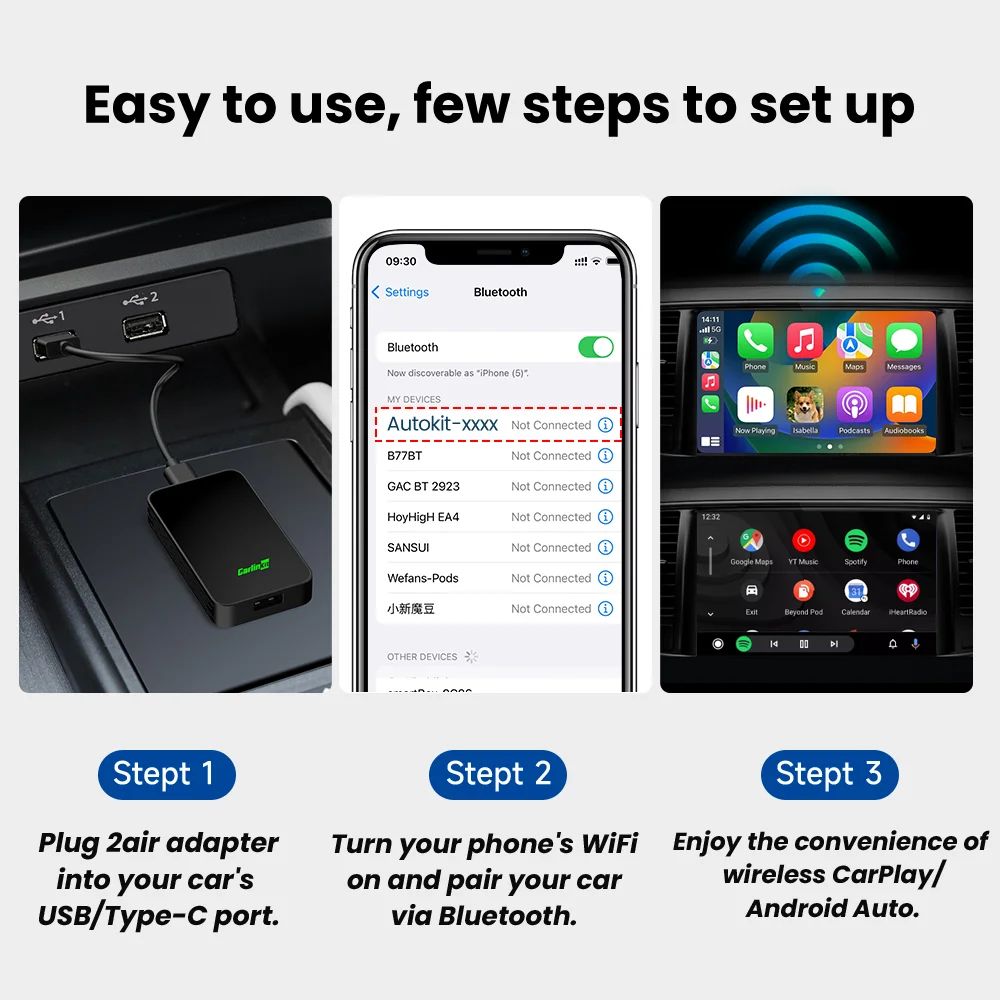 Carlin Kit 50 Wireless CarPlay Android Auto Adapter 4