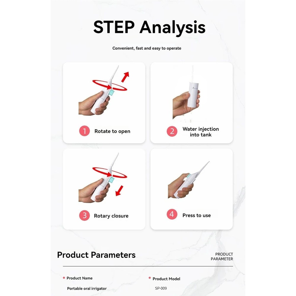 Portable High Pressure Dental Water Flosser 9