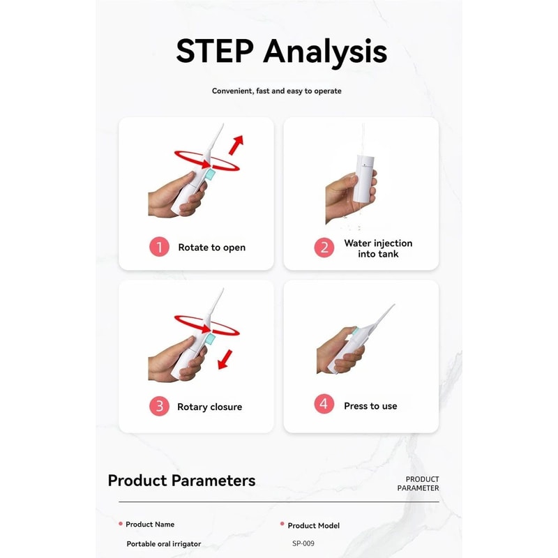 Portable High Pressure Dental Water Flosser 9