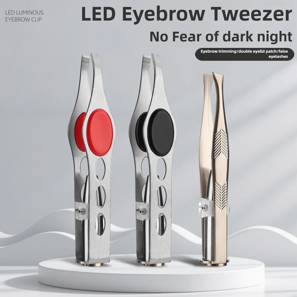 LED Light Precision Eyebrow Tweezers 0