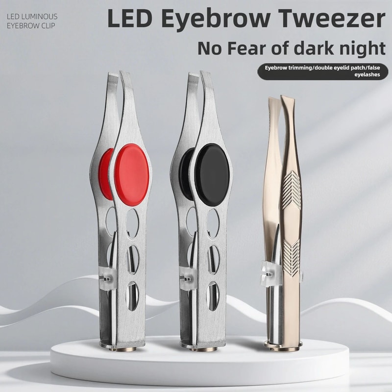 LED Light Precision Eyebrow Tweezers 0