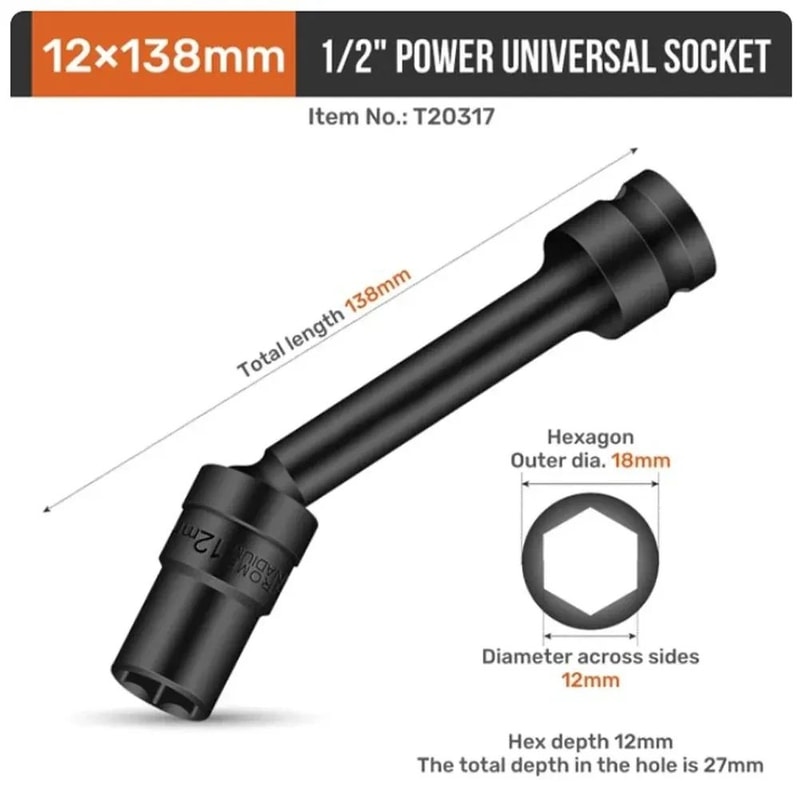 Impact Swivel Hex Socket Adapter 8