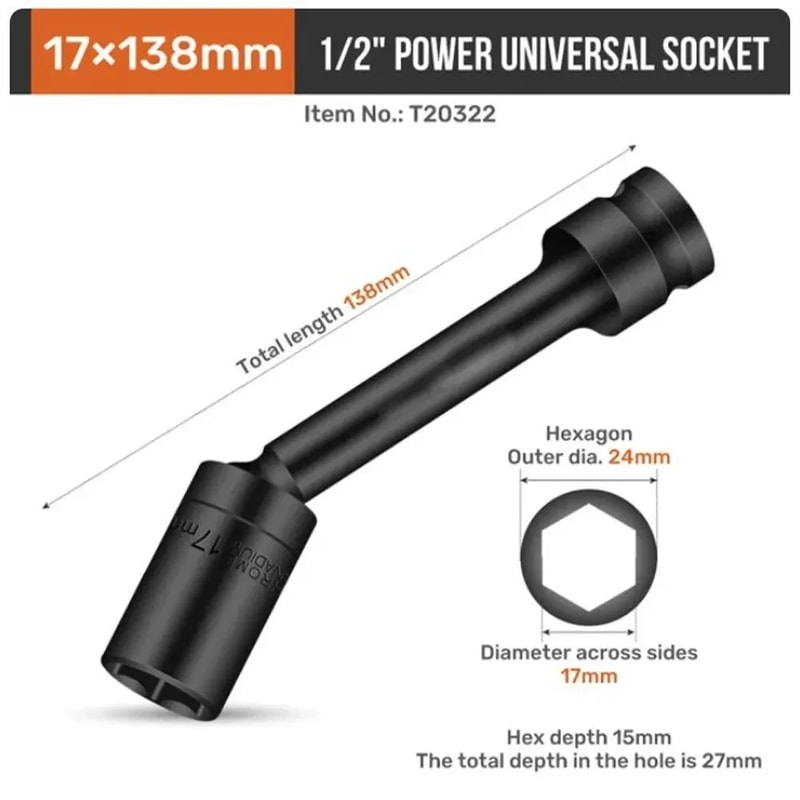 Impact Swivel Hex Socket Adapter 12