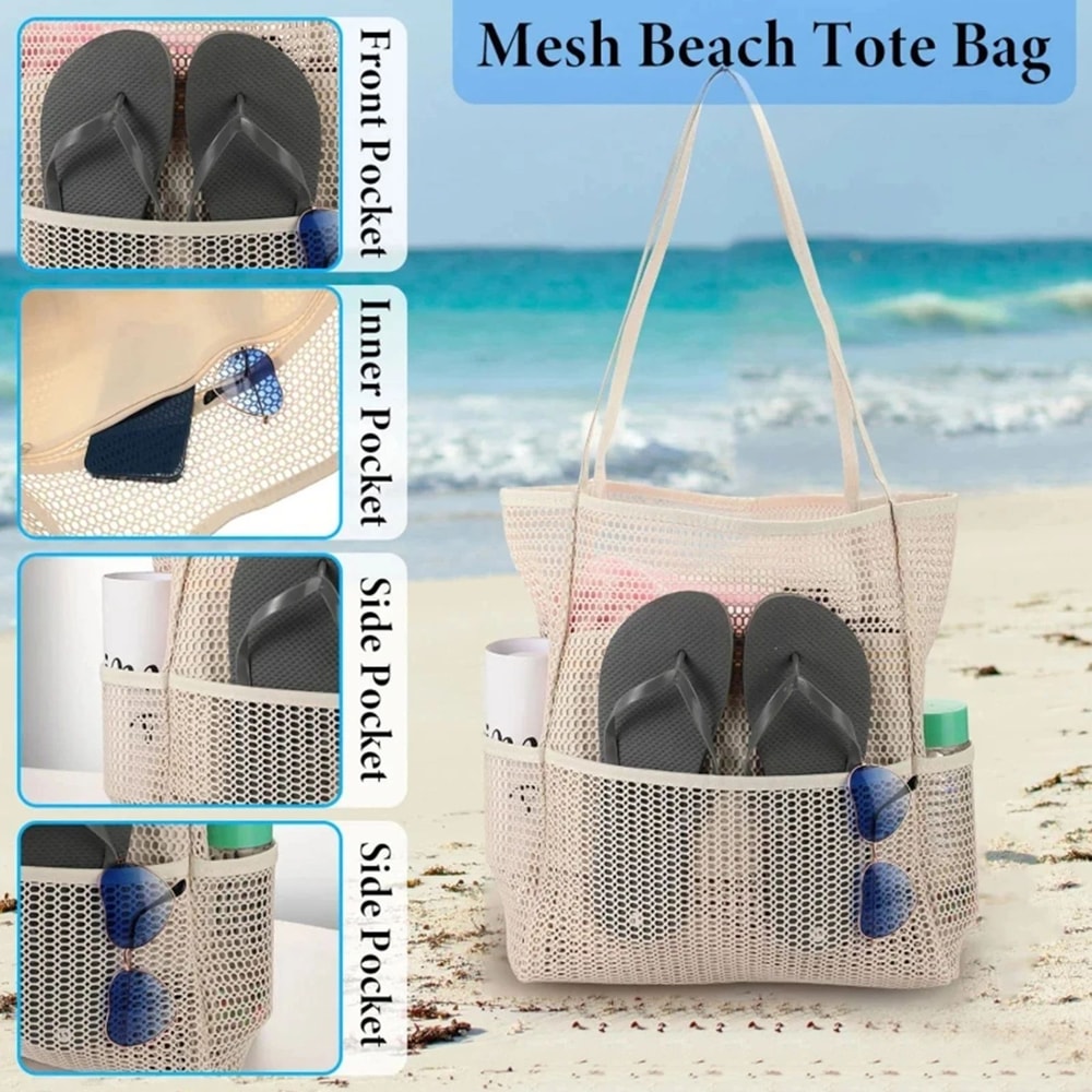 Large Mesh Beach Tote Shoulder Bag 2