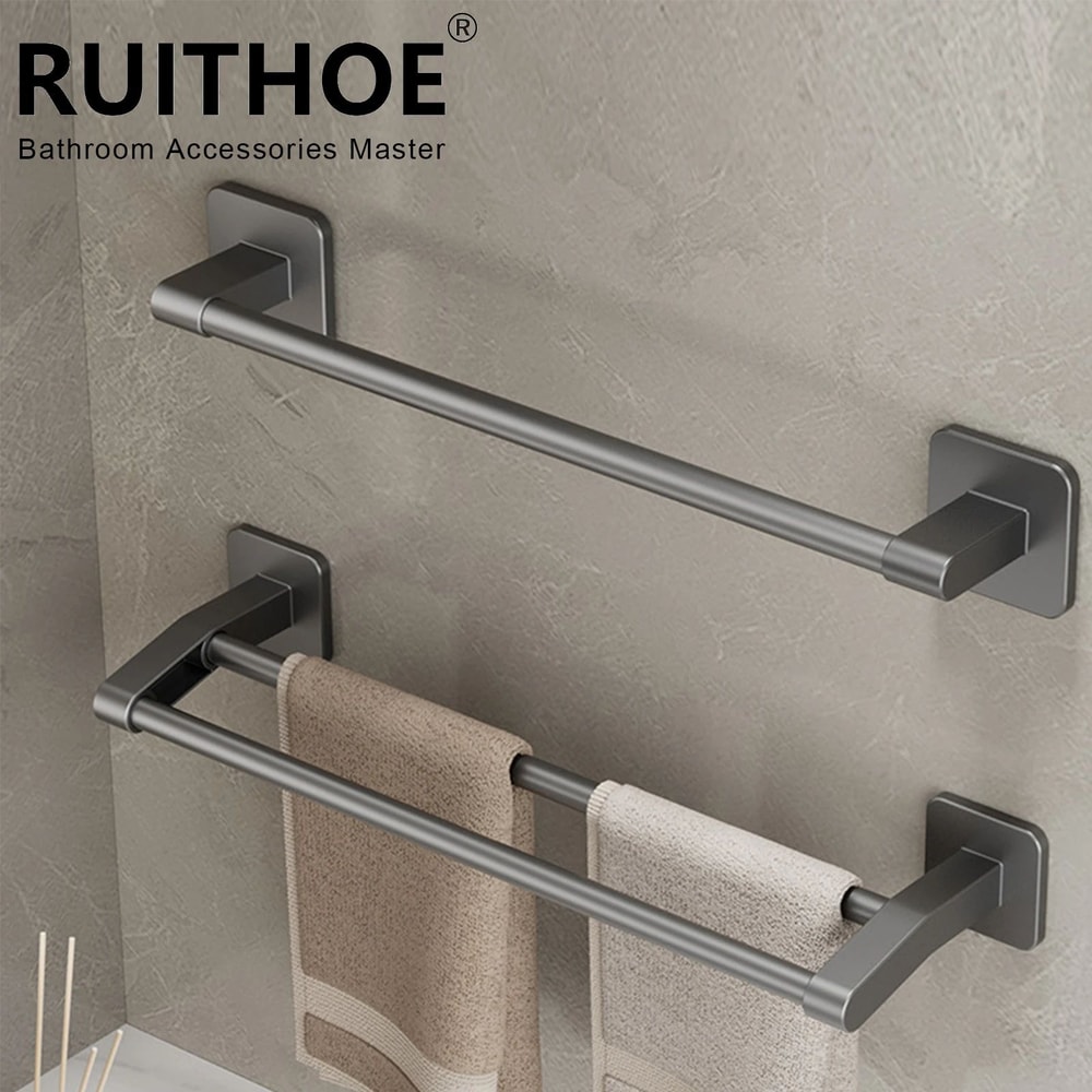 No Drill Double Bar Bathroom Towel Rack 0