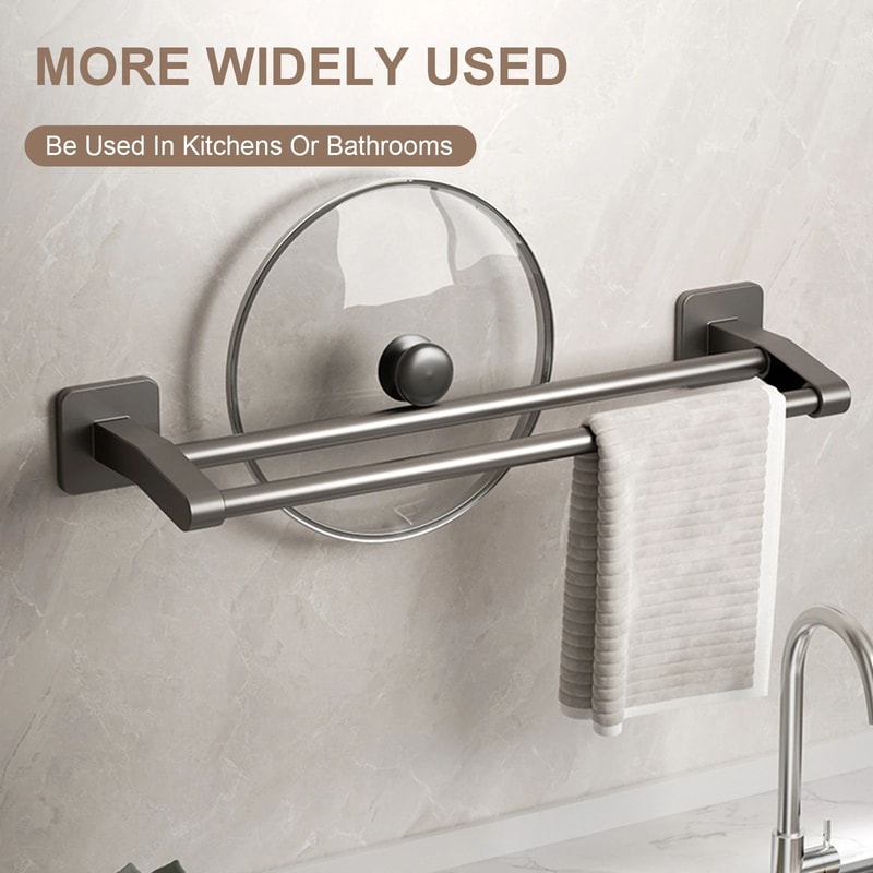 No Drill Double Bar Bathroom Towel Rack 3