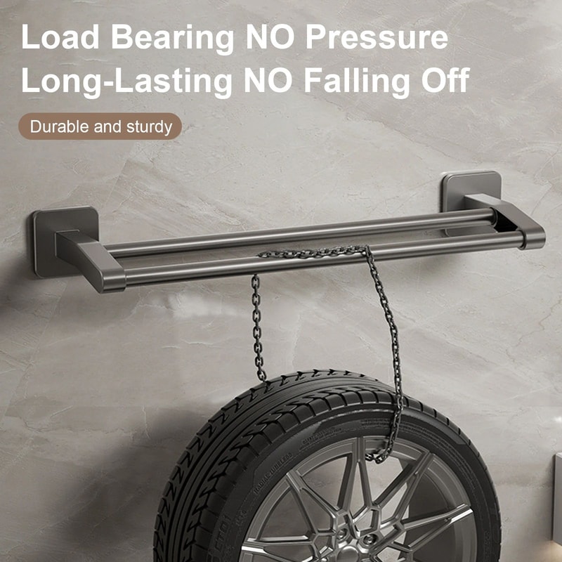 No Drill Double Bar Bathroom Towel Rack 5