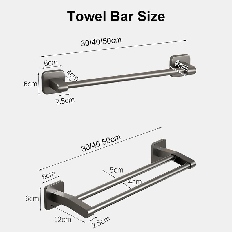No Drill Double Bar Bathroom Towel Rack 6